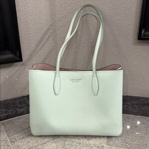 Kate Spade Light Green mint leather large Tote